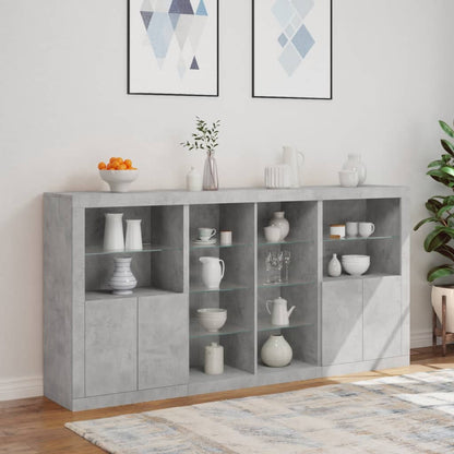 Sideboard with LED Lights Concrete Grey 202x37x100 cm