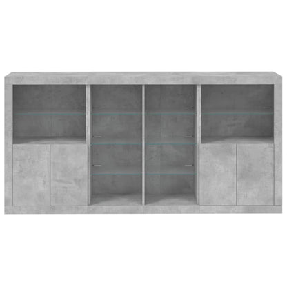 Sideboard with LED Lights Concrete Grey 202x37x100 cm