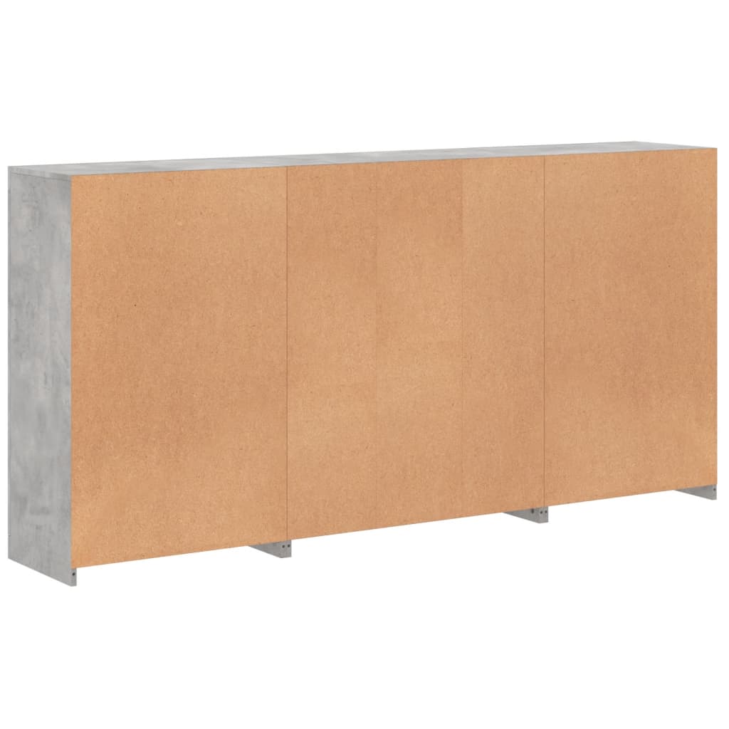 Sideboard with LED Lights Concrete Grey 202x37x100 cm