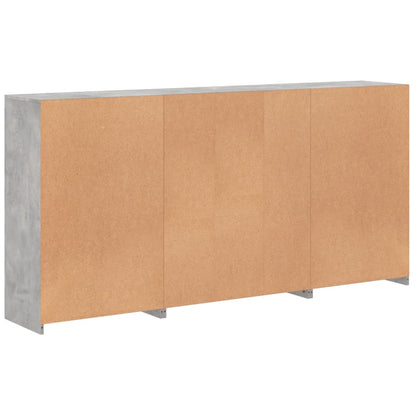 Sideboard with LED Lights Concrete Grey 202x37x100 cm