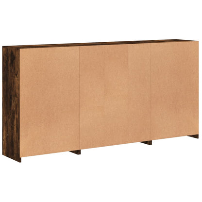 Sideboard with LED Lights Smoked Oak 202x37x100 cm