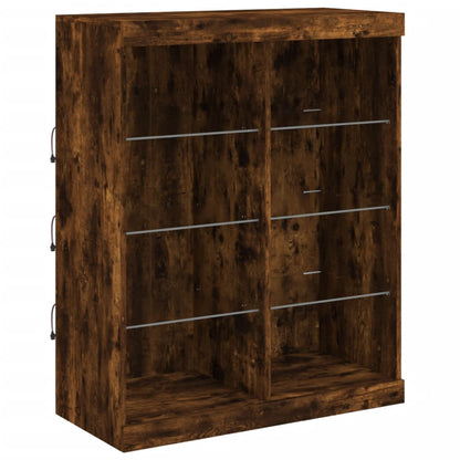 Sideboard with LED Lights Smoked Oak 202x37x100 cm