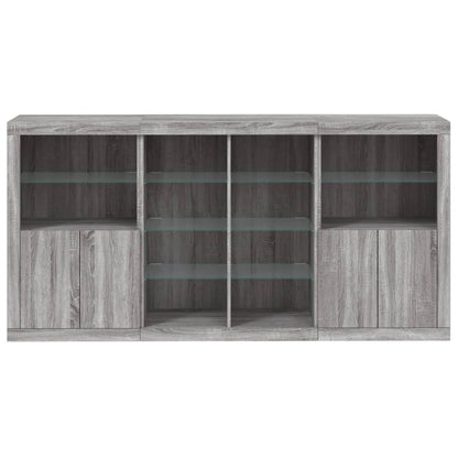 Sideboard with LED Lights Grey Sonoma 202x37x100 cm