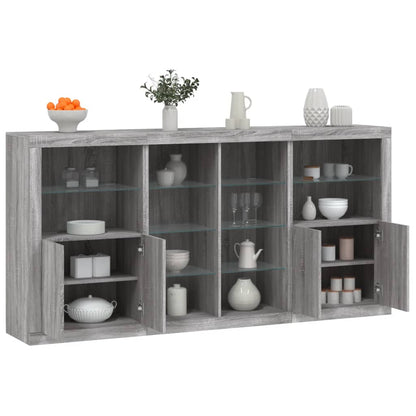 Sideboard with LED Lights Grey Sonoma 202x37x100 cm