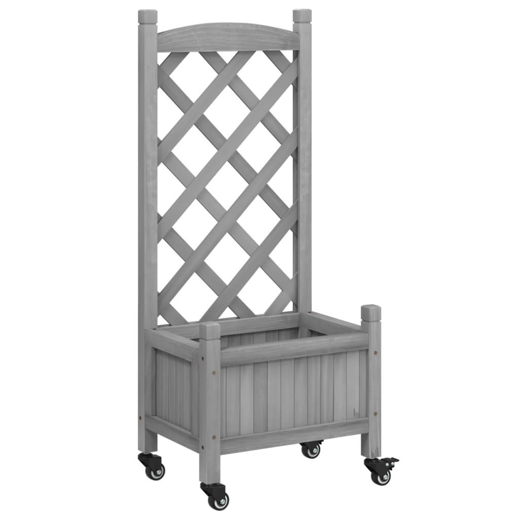 Planter | Grey | Solid fir wood, Iron | Medium | Planter | Rectangular