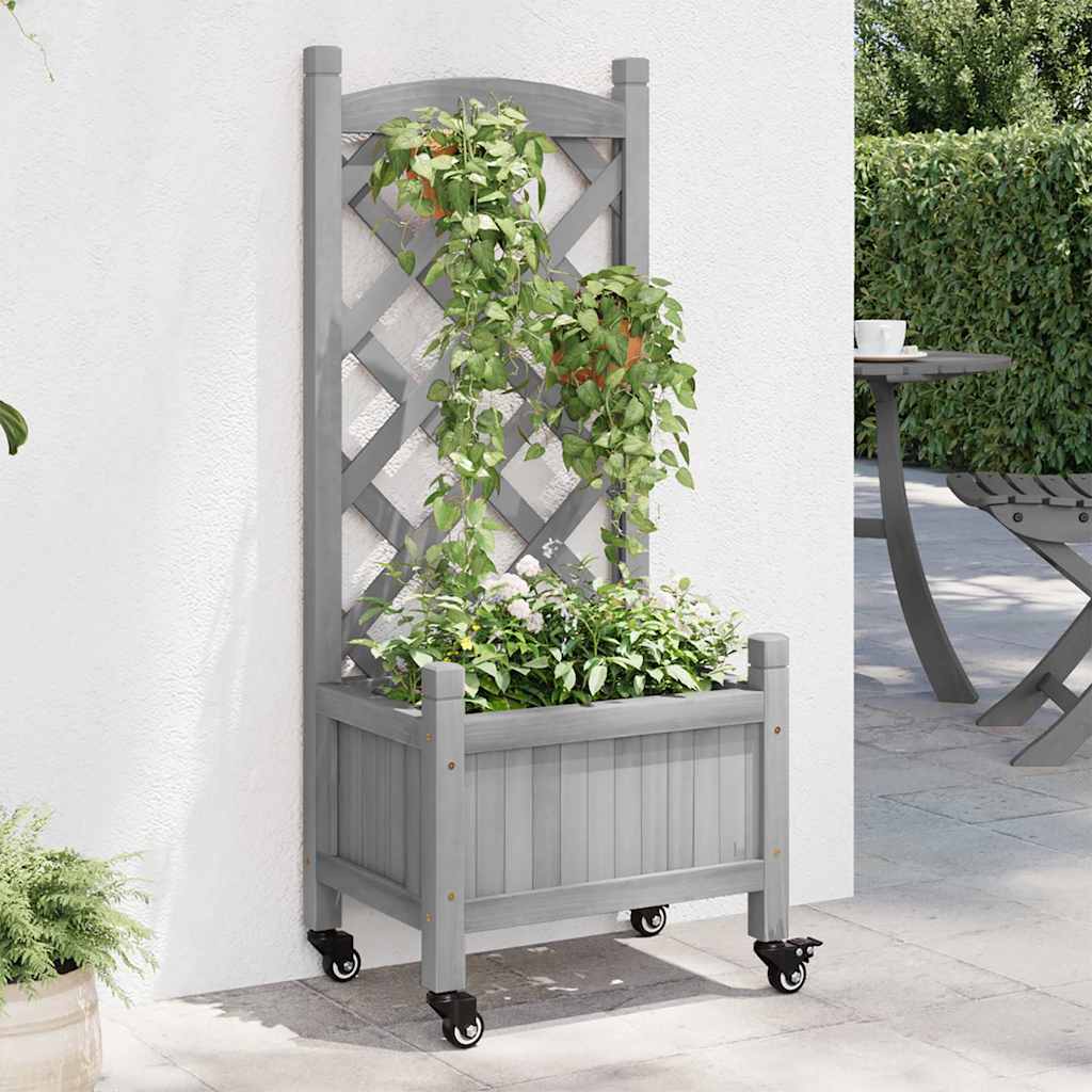 Planter | Grey | Solid fir wood, Iron | Medium | Planter | Rectangular