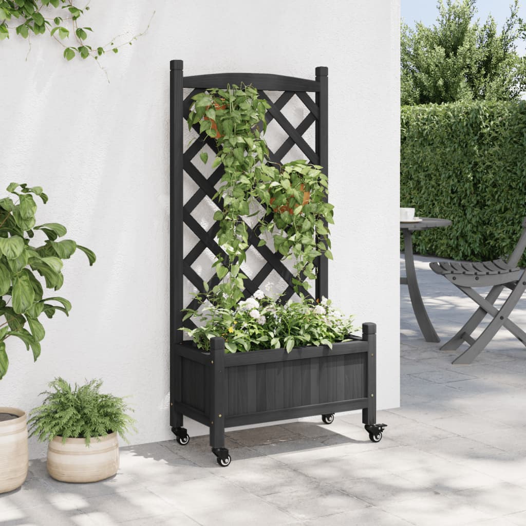 Planter | Black | Solid fir wood, Iron | Medium | Planters | Planter