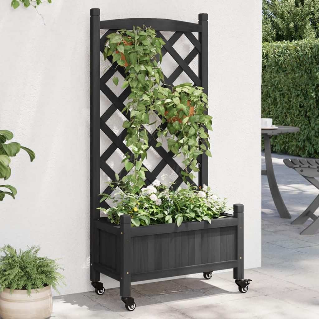 Planter | Black | Solid fir wood, Iron | Medium | Planters | Planter