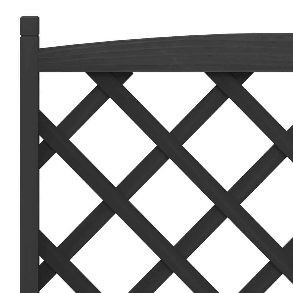 Planter with Trellis and Wheels Black Solid Wood Fir
