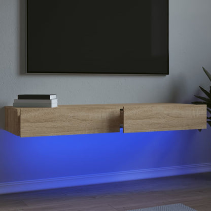 2 Piece TV Cabinet Set with LED Lights Sonoma Oak 60x35x15,5 cm
