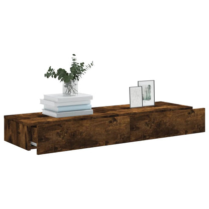 2 Piece TV Cabinet Set with LED Lights Smoked Oak 60x35x15,5 cm