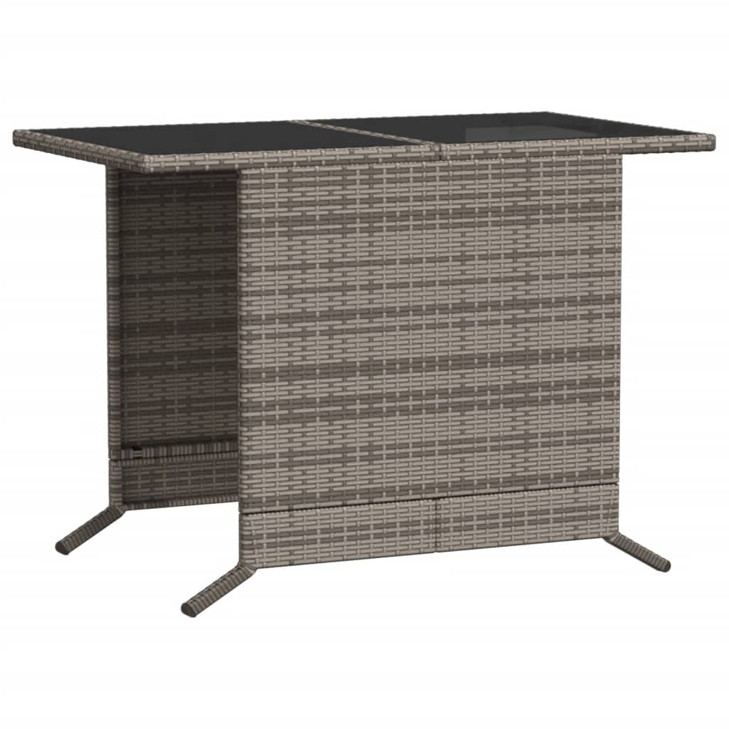 3 Piece Bistro Set with Cushions Grey Poly Rattan
