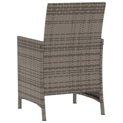 3 Piece Bistro Set with Cushions Grey Poly Rattan