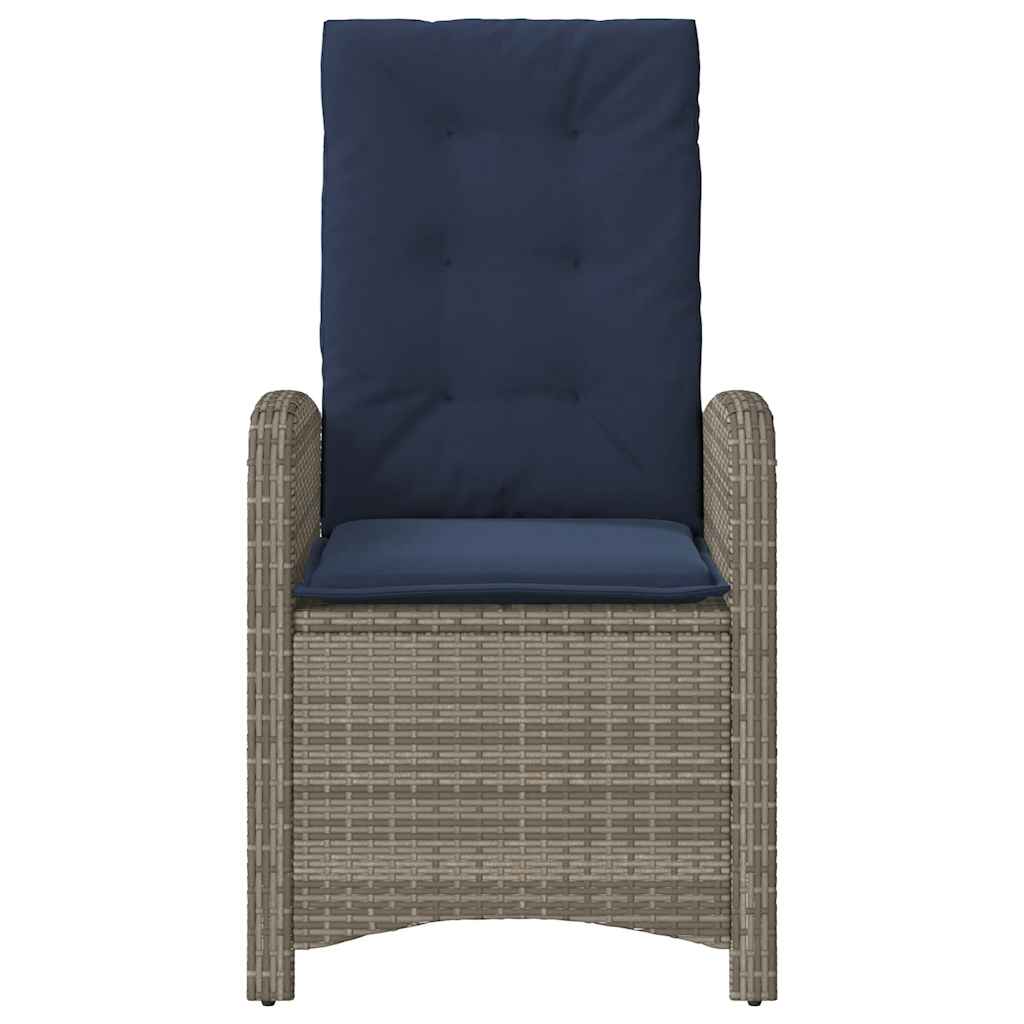 Reclining Garden Chairs 2 pcs with Cushions Grey Poly Rattan
