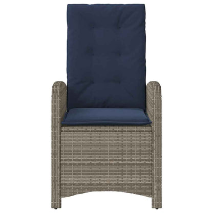 Reclining Garden Chairs 2 pcs with Cushions Grey Poly Rattan
