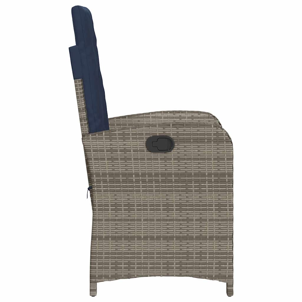Reclining Garden Chairs 2 pcs with Cushions Grey Poly Rattan