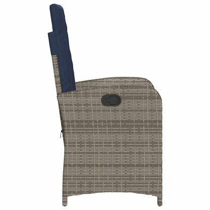 Reclining Garden Chairs 2 pcs with Cushions Grey Poly Rattan