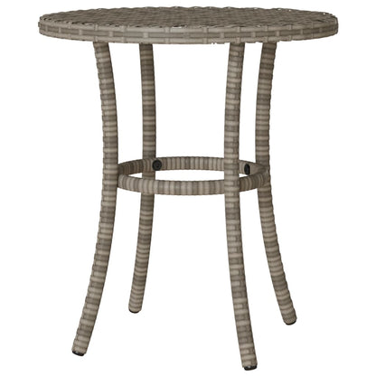 3 Piece Bistro Set with Cushions Grey Poly Rattan