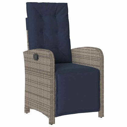 Reclining Garden Chairs 2 pcs with Footrest Grey Poly Rattan