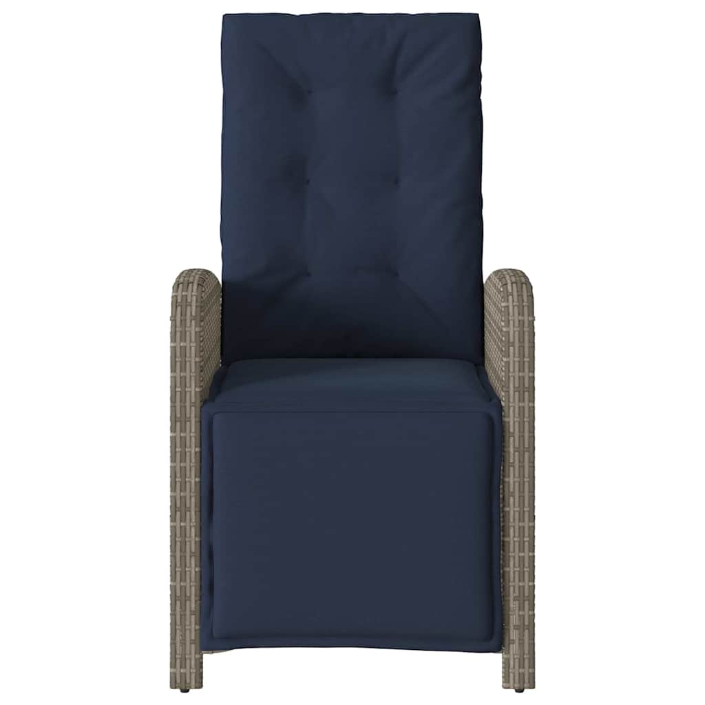 Reclining Garden Chairs 2 pcs with Footrest Grey Poly Rattan