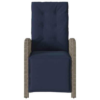 Reclining Garden Chairs 2 pcs with Footrest Grey Poly Rattan