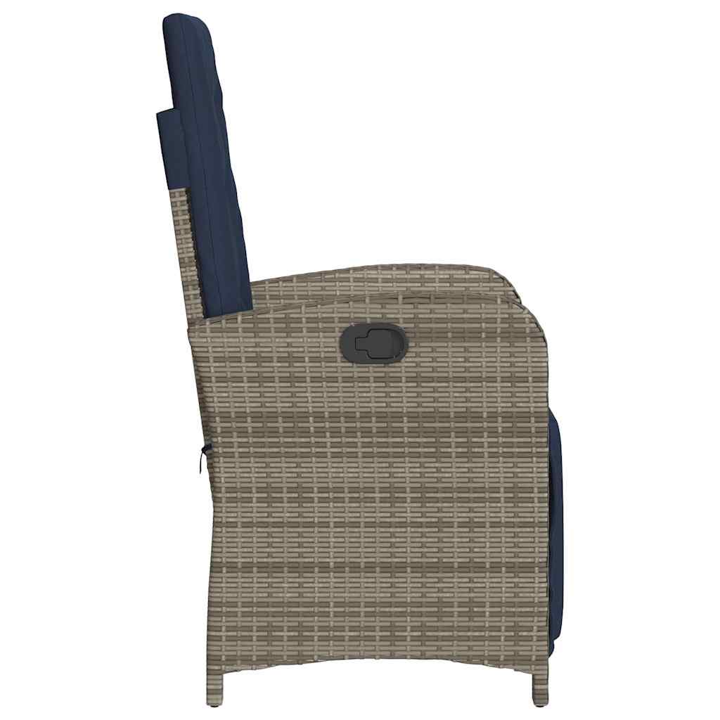 Reclining Garden Chairs 2 pcs with Footrest Grey Poly Rattan