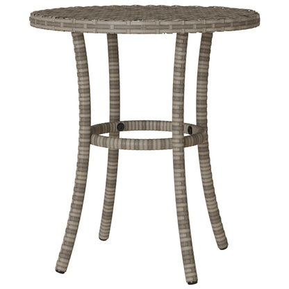 3 Piece Bistro Set with Cushions Grey Poly Rattan
