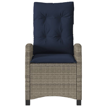 Reclining Garden Chairs 2 pcs with Cushions Grey Poly Rattan