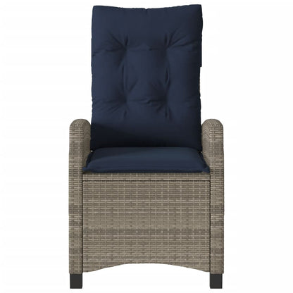 3 Piece Bistro Set with Cushions Grey Poly Rattan
