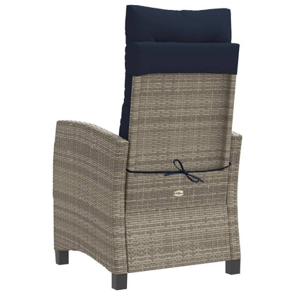 3 Piece Bistro Set with Cushions Grey Poly Rattan