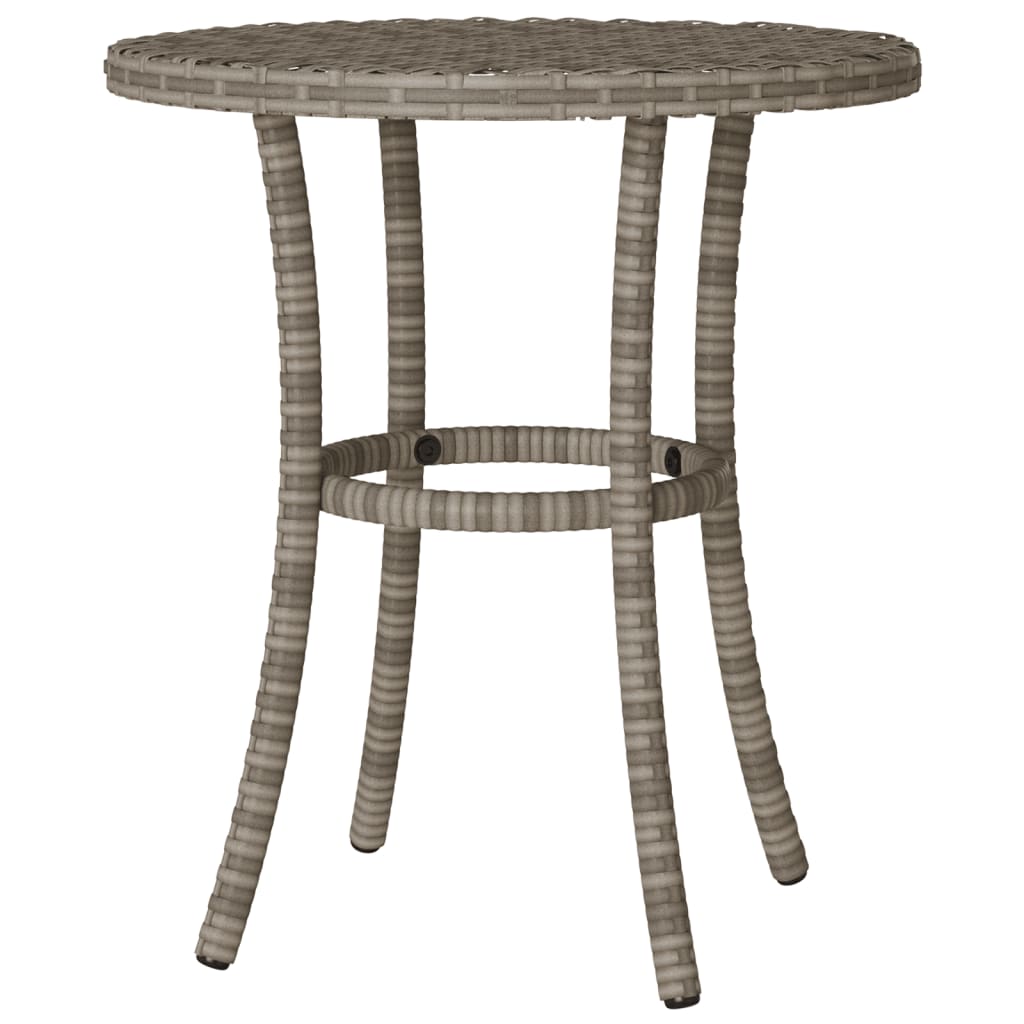 3 Piece Bistro Set with Cushions Grey Poly Rattan