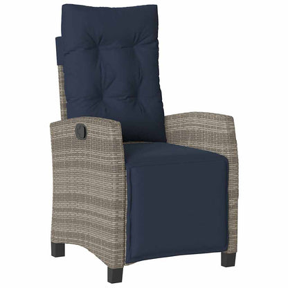 Reclining Garden Chair with Footrest Grey Poly Rattan