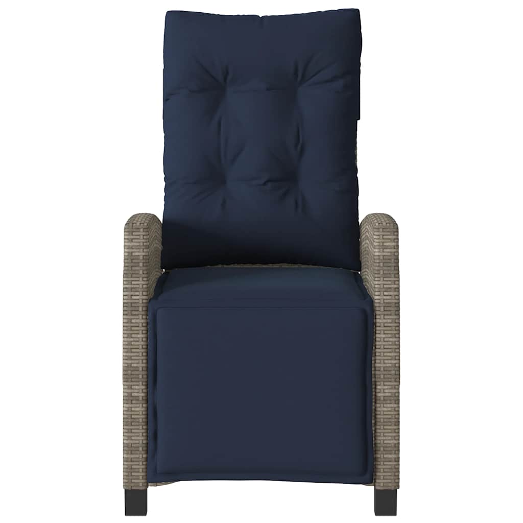 Reclining Garden Chair with Footrest Grey Poly Rattan