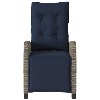 Reclining Garden Chair with Footrest Grey Poly Rattan
