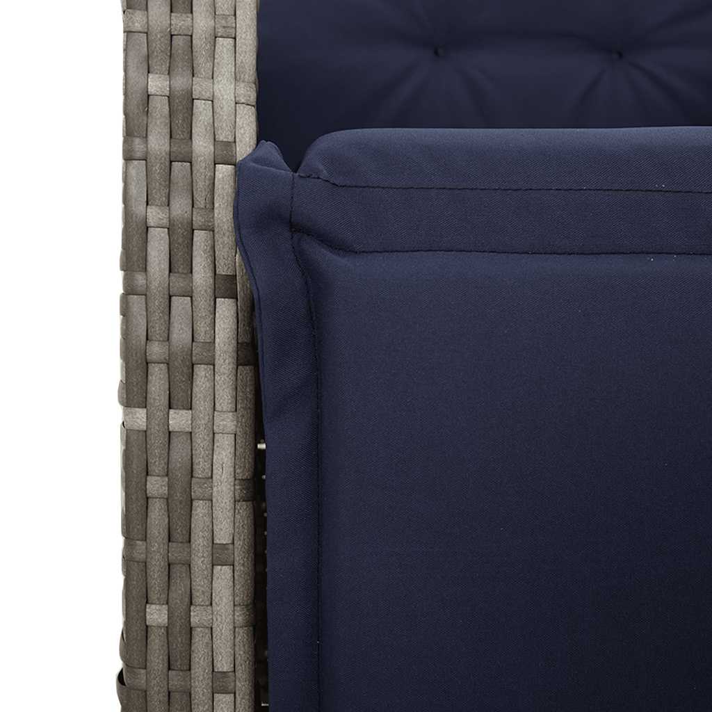 Reclining Garden Chair with Footrest Grey Poly Rattan