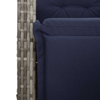 Reclining Garden Chair with Footrest Grey Poly Rattan