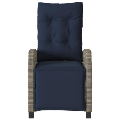 Reclining Garden Chairs 2 pcs with Footrest Grey Poly Rattan
