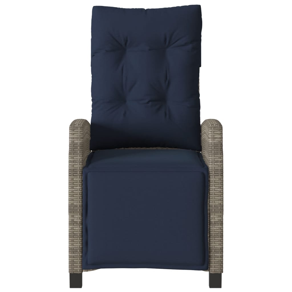 3 Piece Bistro Set with Cushions Grey Poly Rattan