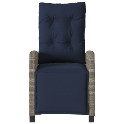 3 Piece Bistro Set with Cushions Grey Poly Rattan