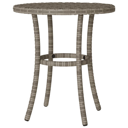 3 Piece Bistro Set with Cushions Grey Poly Rattan