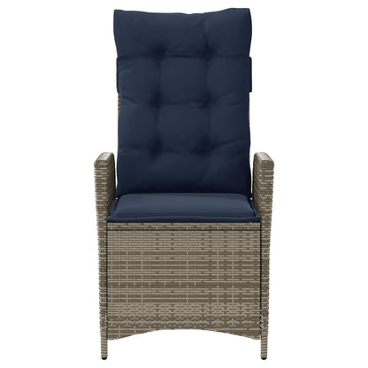 Reclining Garden Chairs 2 pcs with Cushions Grey Poly Rattan