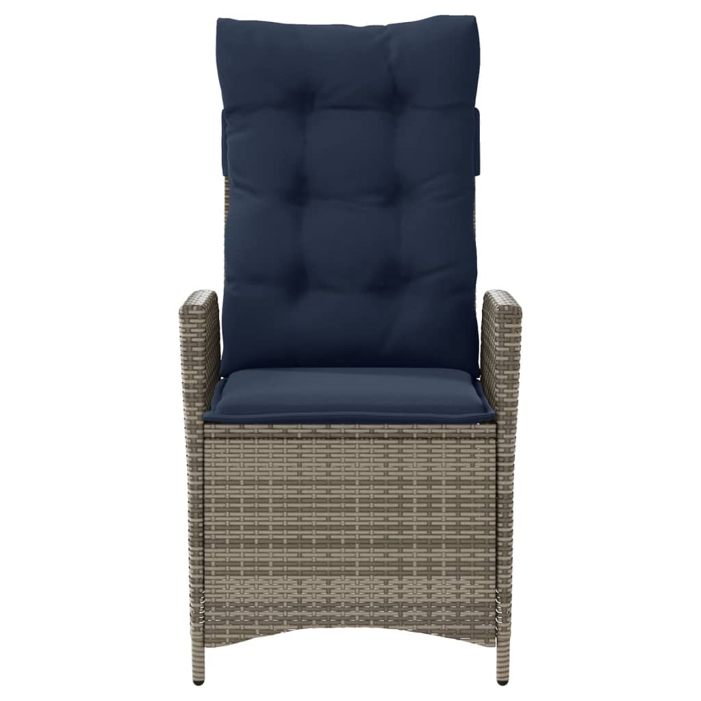 3 Piece Bistro Set with Cushions Grey Poly Rattan