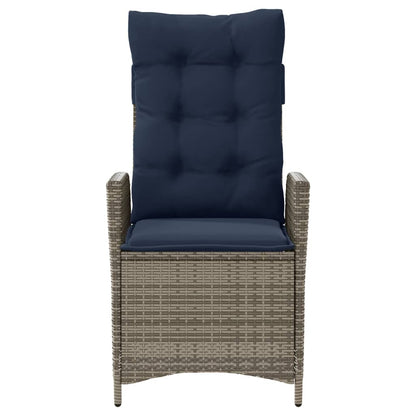 3 Piece Bistro Set with Cushions Grey Poly Rattan