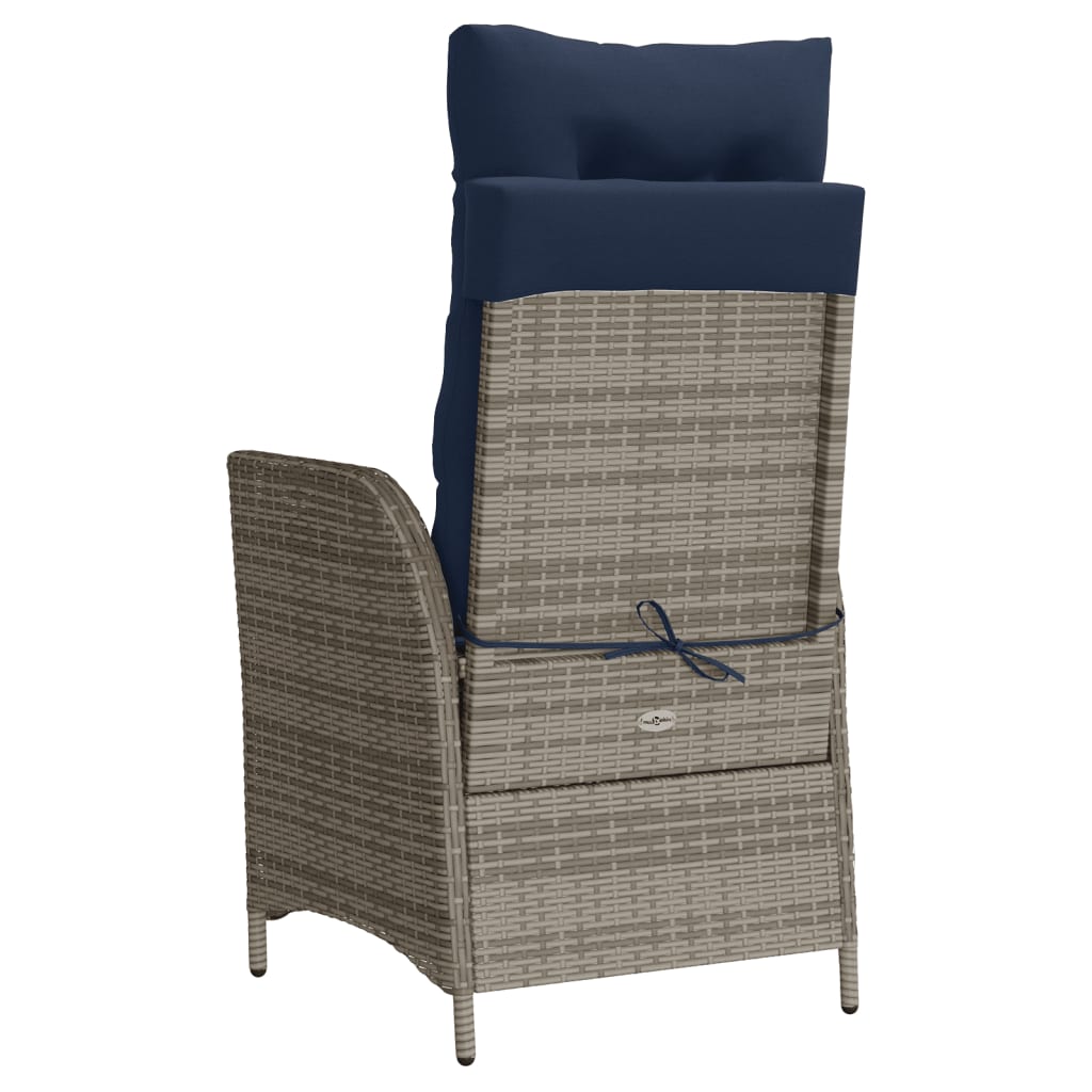 3 Piece Bistro Set with Cushions Grey Poly Rattan