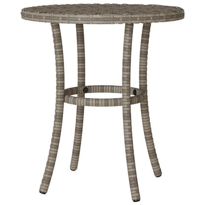 3 Piece Bistro Set with Cushions Grey Poly Rattan