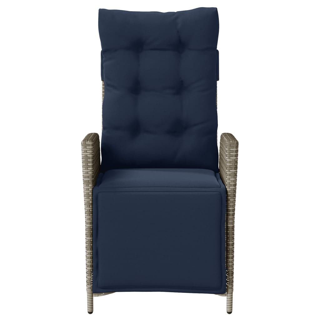 Reclining Garden Chair with Footrest Grey Poly Rattan