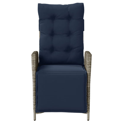 Reclining Garden Chair with Footrest Grey Poly Rattan