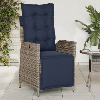 Reclining Garden Chairs 2 pcs with Footrest Grey Poly Rattan