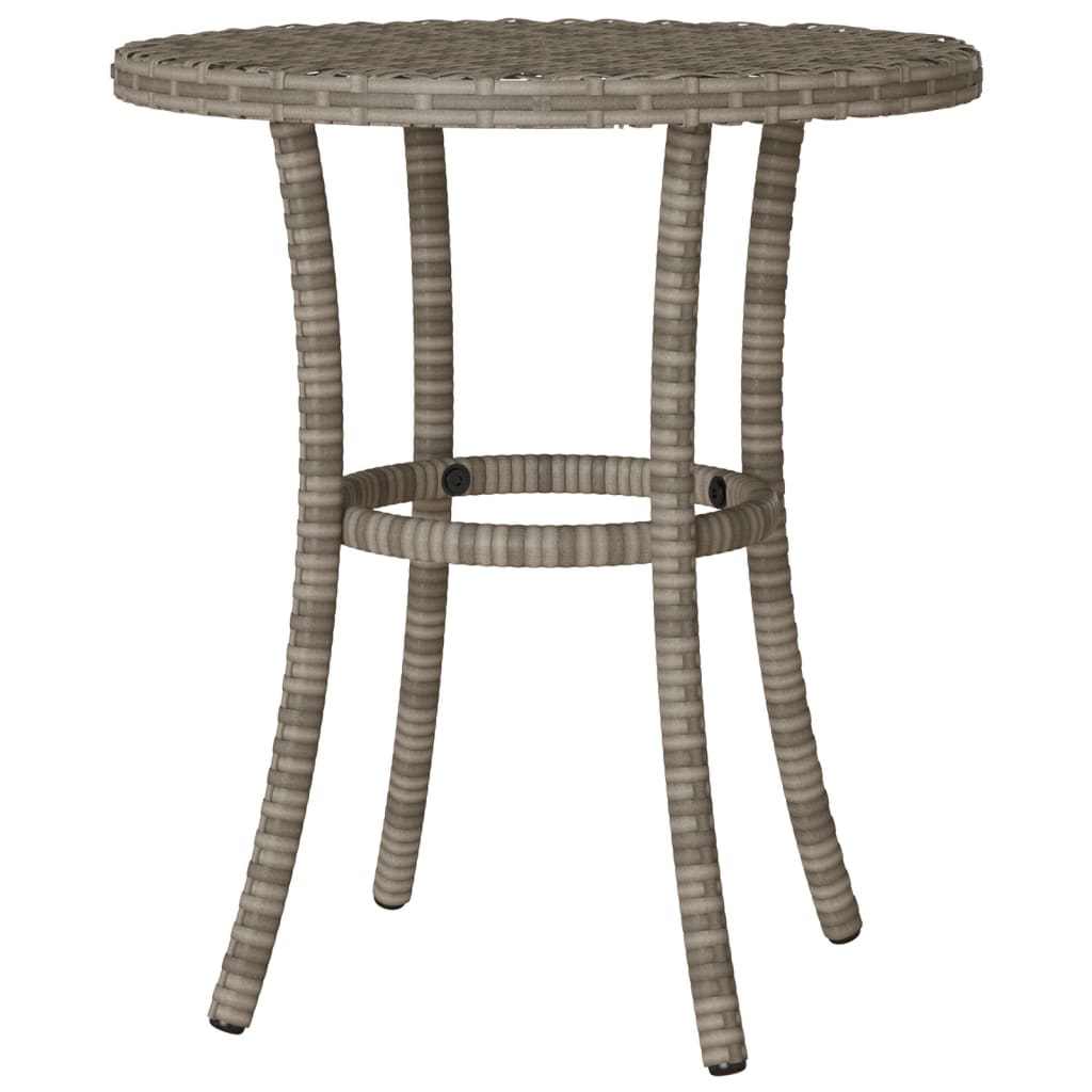 3 Piece Bistro Set with Cushions Grey Poly Rattan