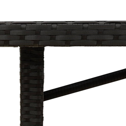 Garden Table with Acacia Wood Top Black 190x80x74cm Poly Rattan